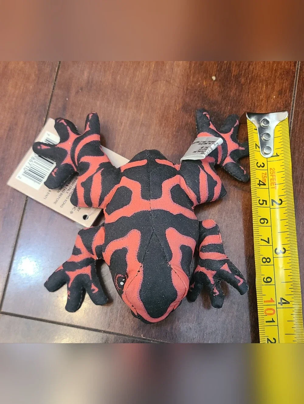 Vintage 1990 WWF Poison Arrow Frog Plush Bean Bag Tagged Determined Products Red